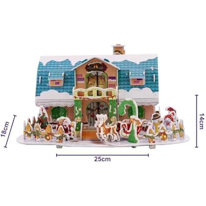 3D PUZZLE CHRISTMAS COLLECTION COZY CHRISTMAS COTTAGE UNIQUE & COLLECTIBLE MODEL ASSEMBLY BUILDING KIT FOR KIDS & ADULTS 38PCS - Image 4